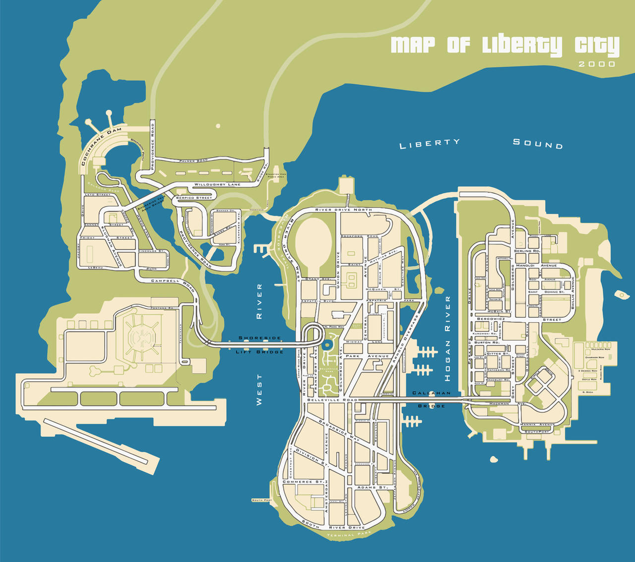 Map of Liberty City - with street names by roset03 on DeviantArt
