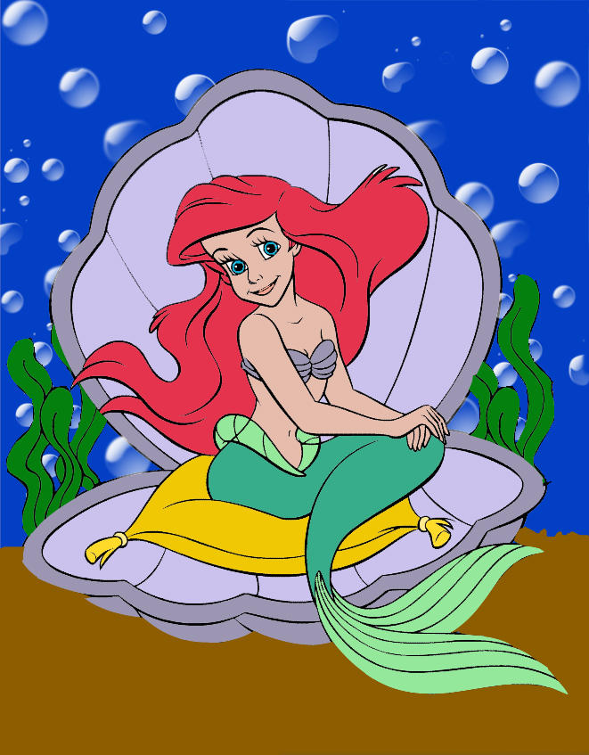 Ariel in clam colored by blunose2772 on DeviantArt
