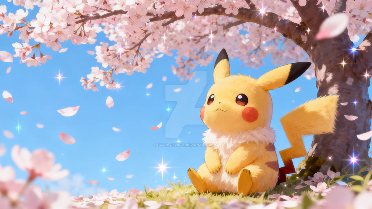 Pikachuachu Cherry Blossoms Pikachu by StarlyssSkye on DeviantArt