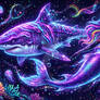 Neon Shark and Mermaid
