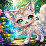 Chibi Opal White Cheetah Kitsune