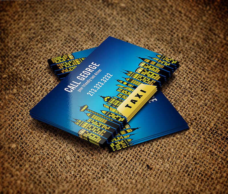 Taxi City at Night Business Card