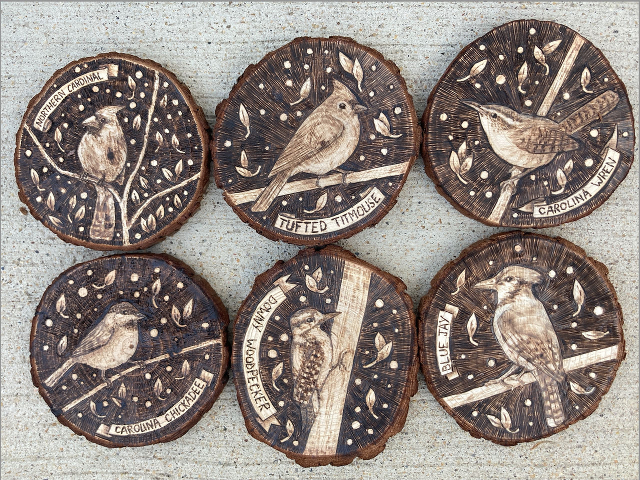 feeder birds pyrography set by alshah on DeviantArt
