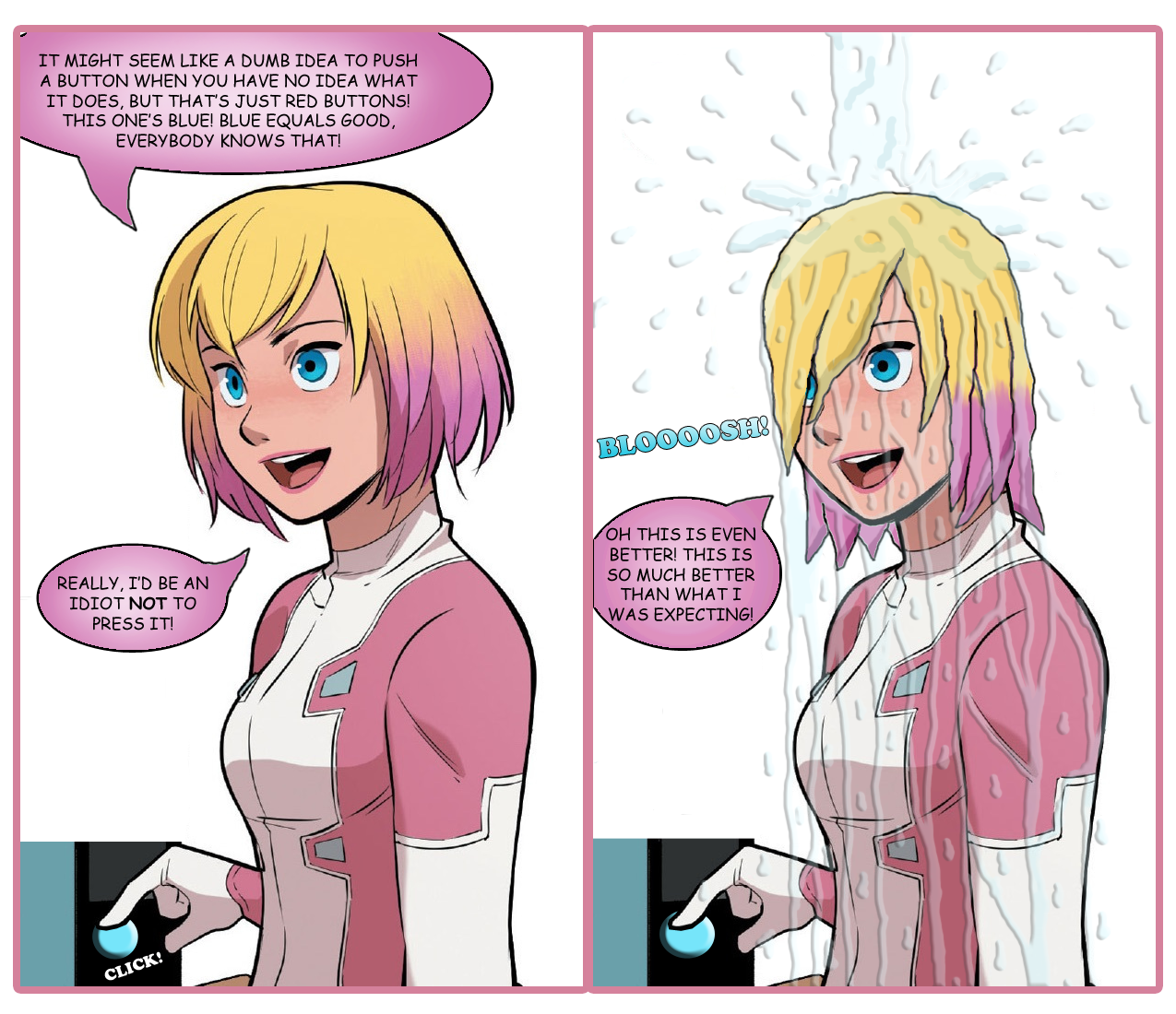 Gwenpool and the Button by gull47 on DeviantArt