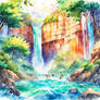 watercolor Waterfall