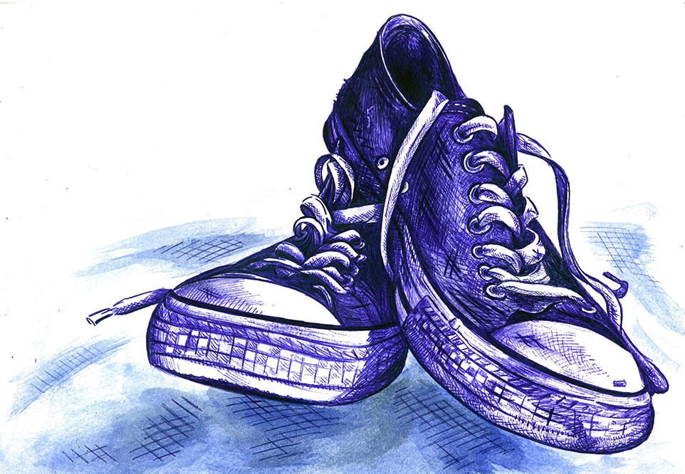 Ballpoint pen vs. Chucks.