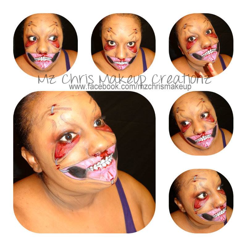 Pulled Skin Happy Face makeup