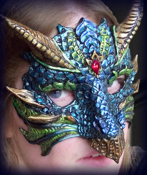 Blue Green Dragon Mask