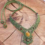 Macrame necklace with tiger eye and amber beads