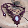 Macrame necklace with rose quartz