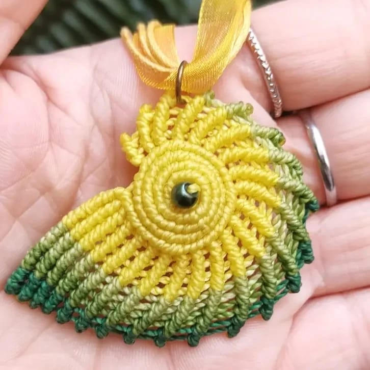 Macrame seashell pendant by MacraMarthe on DeviantArt