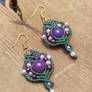 Macrame earrings with amethyst