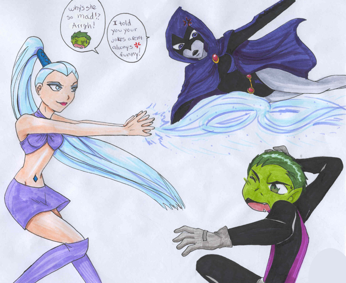 Icee Vs Raven And Beastboy By Moonlightalchemist On Deviantart