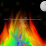 Rainbow Fire Beneath The Moon Background