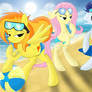 Spitfire...at the beach with Fluttershy and Soarin
