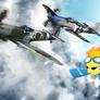 Spitfire flying with vintage friends