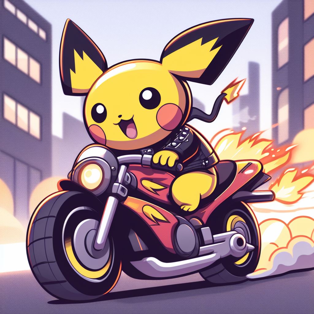 AI - Pichu Riding a Motorcycle by BigStrongBear89 on DeviantArt