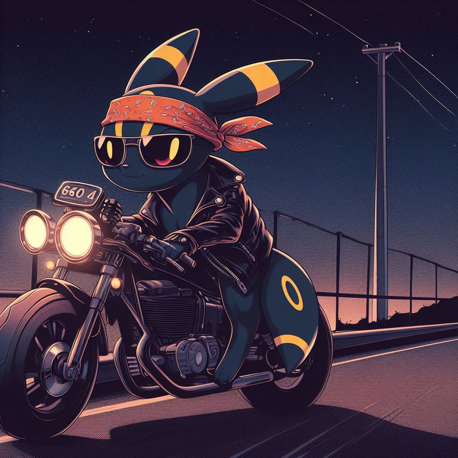 Deviantart Riding Motorcycle AI - Umberon Riding A Motorcycle by BigStrongBear89 on DeviantArt