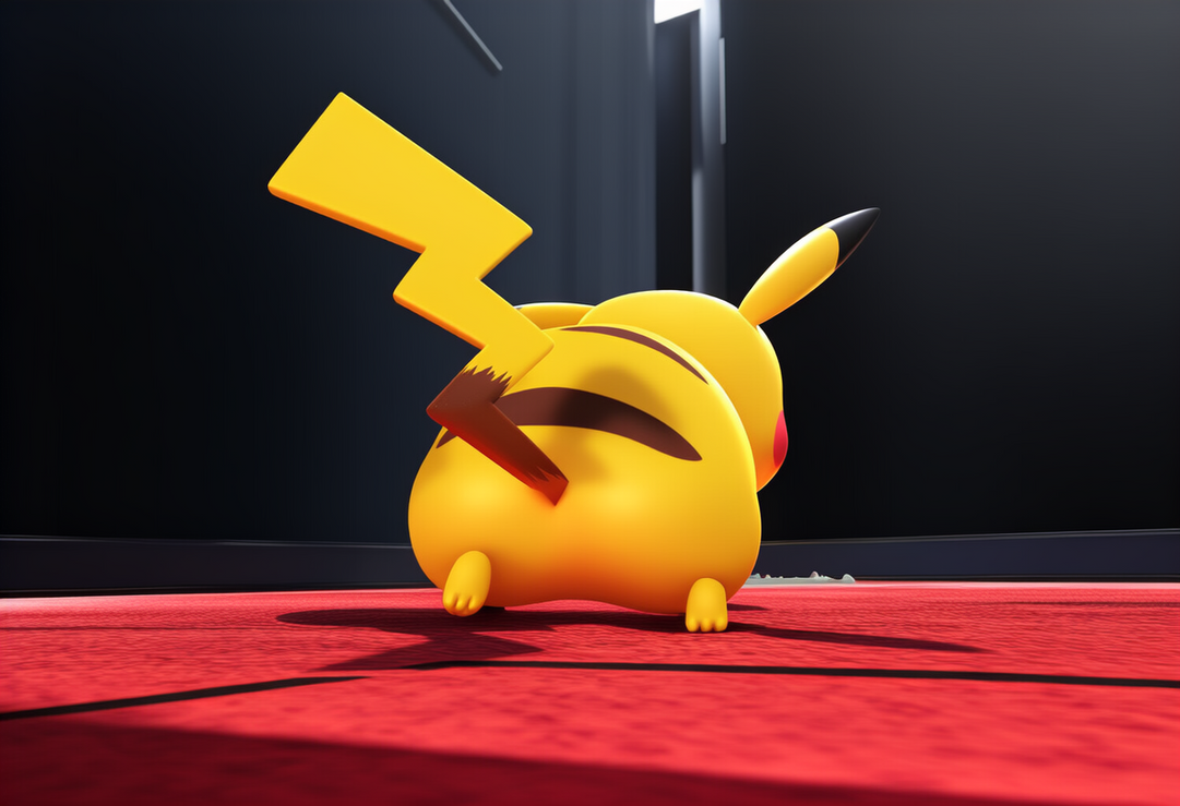 Pikachu Rear View 3D Style Back shot Very Close Shot Pikachu is r by BigStrongBear89 on ...