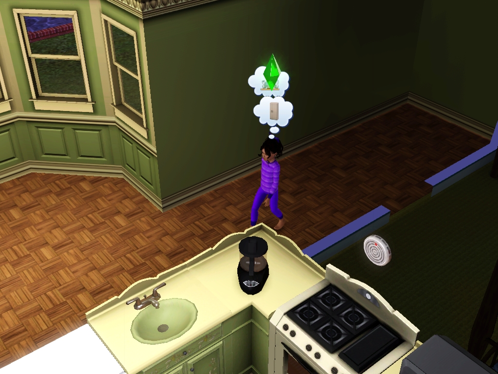 Sims 3 - Violet is hungry for breakfast cereal too