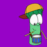 Junior Asparagus plays drums purple screen 4