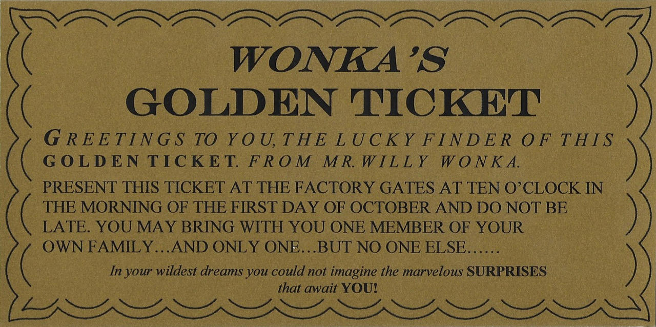 1971 Willy Wonka Golden Ticket Front View By Magic Kristina Kw On Deviantart