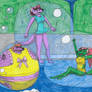 Bibu, Violetta and Treesa Trapped in Pool Bubbles