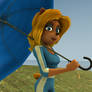 Isabella Bandicoot with her umbrella.