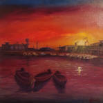 Dreamy sunset in Faro | Oil painting by SoulofHerKarma