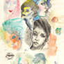 Watercolor studies of women