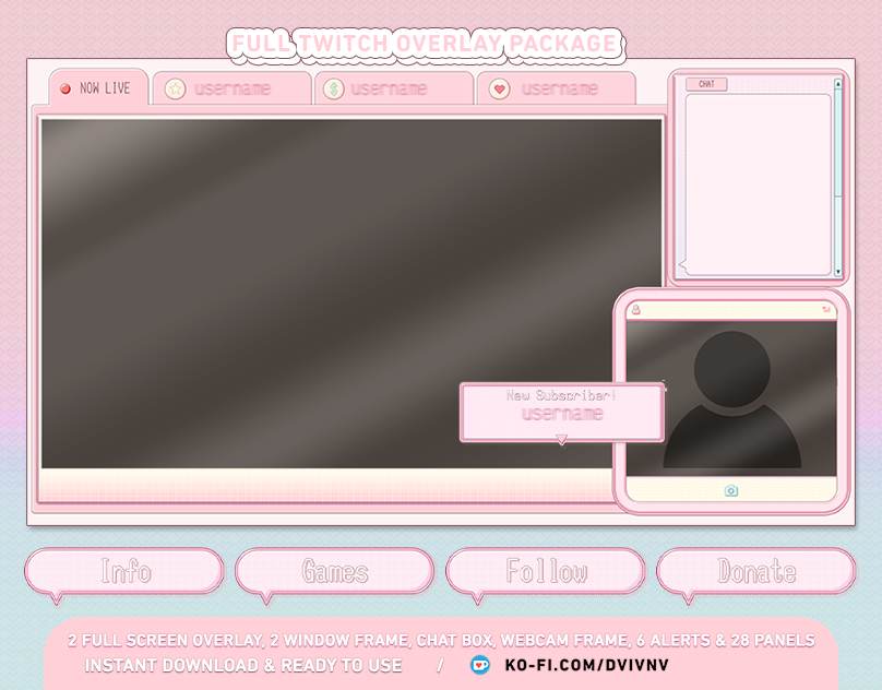 Twitch Chat Box Overlay Purple Twitch Overlay (Download Now) 