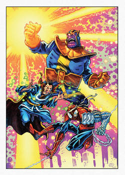 Thanos, Dr. Strange, and Spiderman