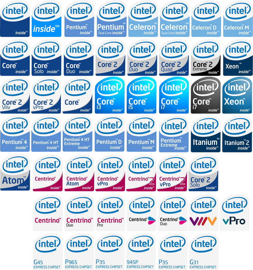 Intel Stickers (2005-2009) Complete by BraydenNohaiDeviant on DeviantArt