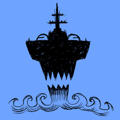 Navy Warship Skull