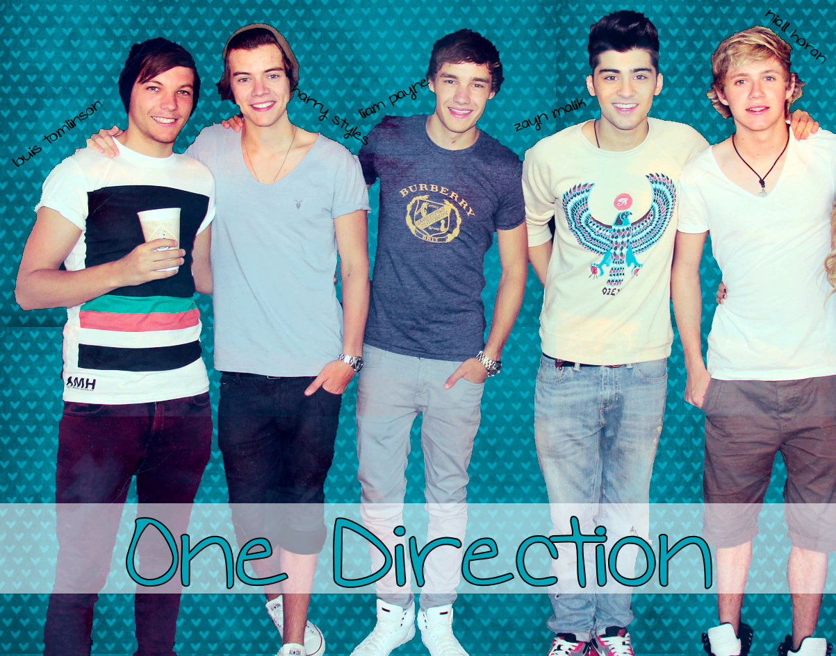 One Direction Turquoise Hearts Wallpaper