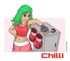 Chilli at the boxing gym