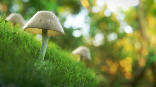 Mushroom In The Grass by QuickBoomCG