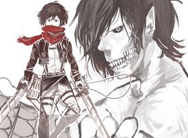 Mikasa and titan eren - snk