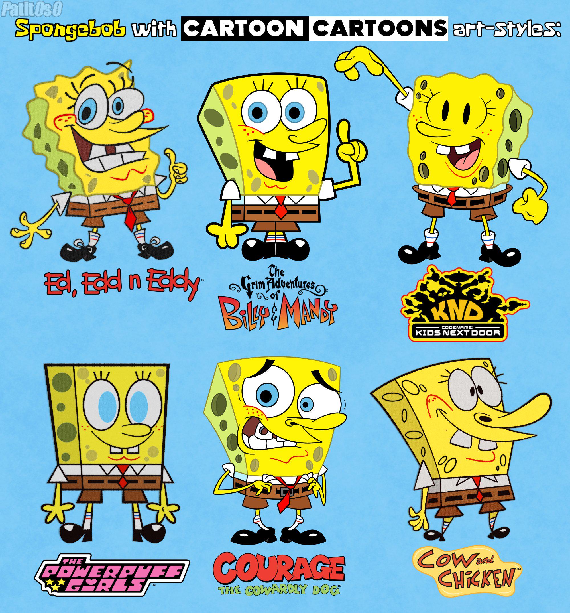 SpongeBob In Cartoon Network Art Styles by bledsole on DeviantArt