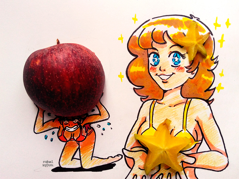 Girls with fruits