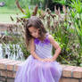 Ella purple dress sitting pose 2