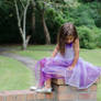 Ella purple dress sitting pose 4