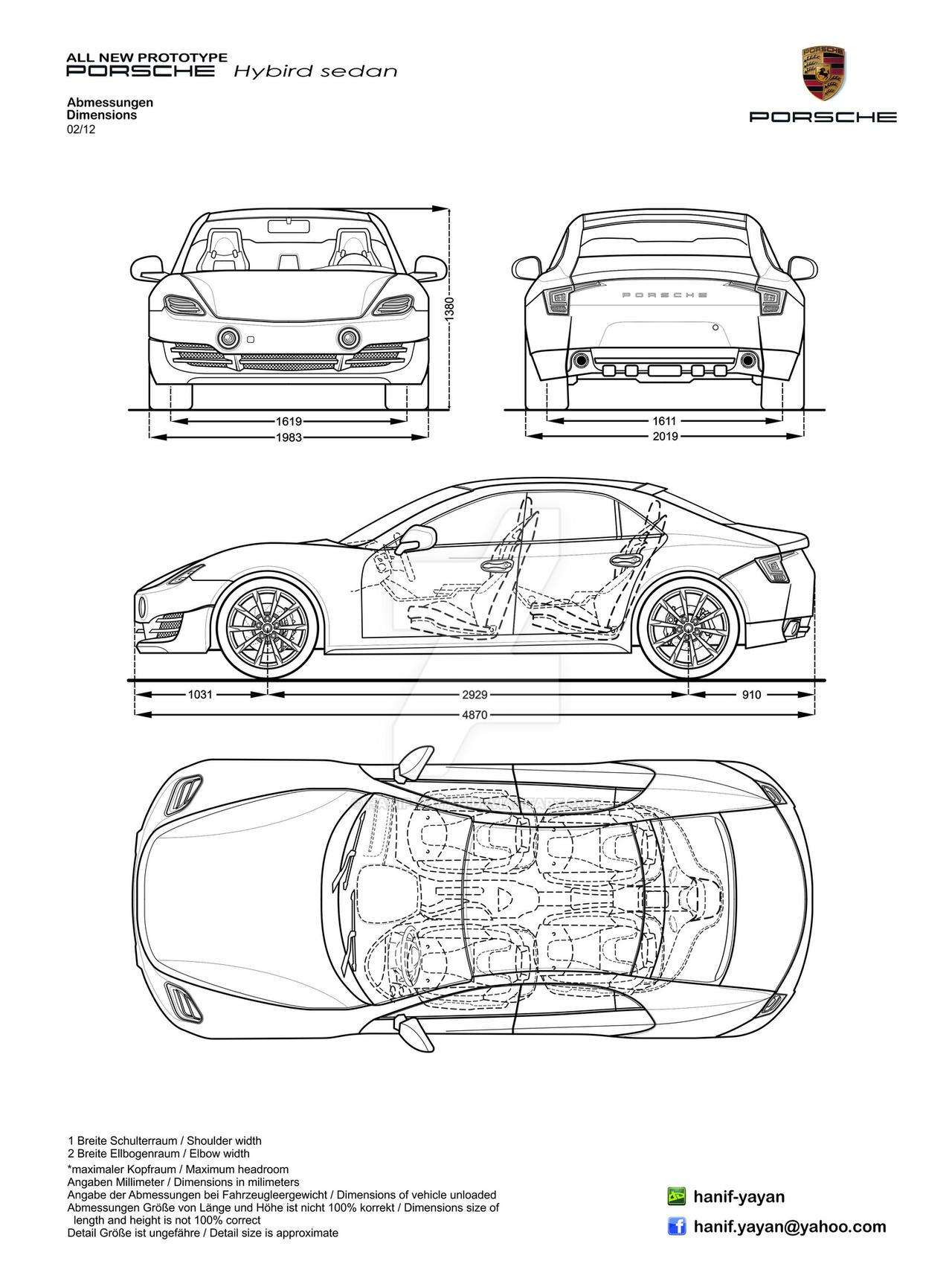 Porsche 4 Door Hybird Design Blueprints by hanif-yayan on DeviantArt