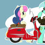 Lyra and Bon-Bon with a moped