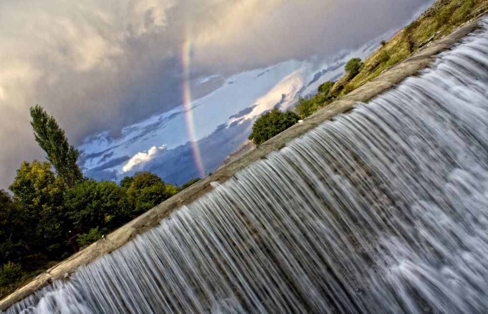 waterfall and rainbow