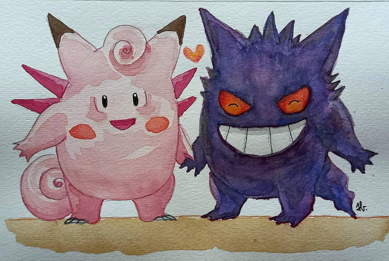 Clefable In Love Clefable and Gengar by oisinnoir on DeviantArt