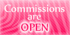 Commission are open stamp pink