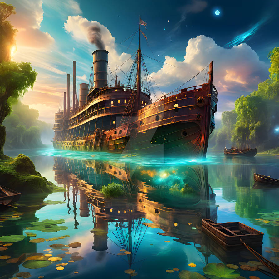 STEAMER SHIP ON THE RIVER 1 by ScarletExilesSL on DeviantArt