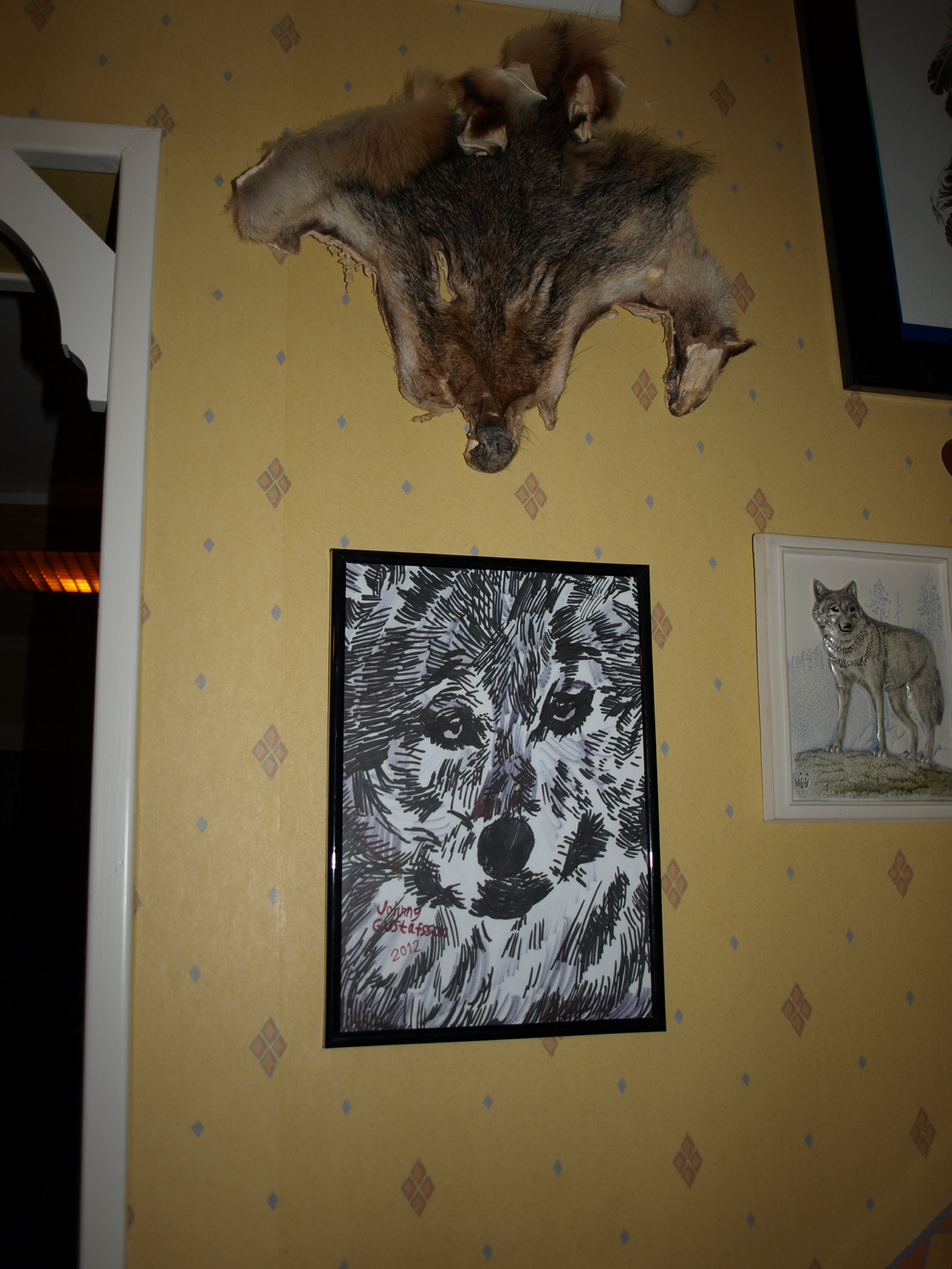 My Wolf drawing at my realtives wall