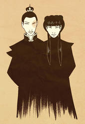 Mai and Zuko  -- Portrait by AliWildgoose